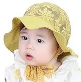 キッズ 帽子 UVカット帽子 紫外線対策 つば広 UV対策 子供ハット 子供用ハット スイムハット 子供帽子 52cm/54cm (52, YELLOW)