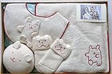 オーガニックコットン　出産祝いギフト　ベビー服　ギフトセット　スタイ　タオル　ボール　靴下　　ベビー用品＝日本製＝出産祝いやギフトにもどうぞ (うさぎさん)