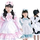 [JUNDOMECY] メイド服 子供 アリス コスプレ メイド 女の子 衣装 大きいサイズ 可愛い 長袖 半袖 ゴスロリ ワンピース エプロン カチューシャ ハロウィン パーティー イベント 演出服 撮影 5点セット (黒, XL(130-140cm))