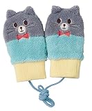 DECOLE キッズ un dou dou ふわふわ素材のワンポイント刺繍付 ミトン 手袋 ねこ KS-74633