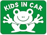 imoninn KIDS in car ステッカー　【マグネットタイプ】　No.22　カエルさん　（緑色）