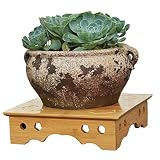 LIXIONG フラワースタンド クリエイティブデスクトップ木製の花のスタンド彫刻された四角い棚 花支架