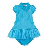 ポロラルフローレン ポニー付 アイレット半袖ワンピース ブルー (女の子3～9か月用) 6M [並行輸入品]