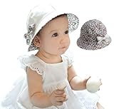 macaroni(マカロニ）ベビー キッズ帽子 フラワープリント コットン リバーシブルハット リボン付き (2　ホワイト)