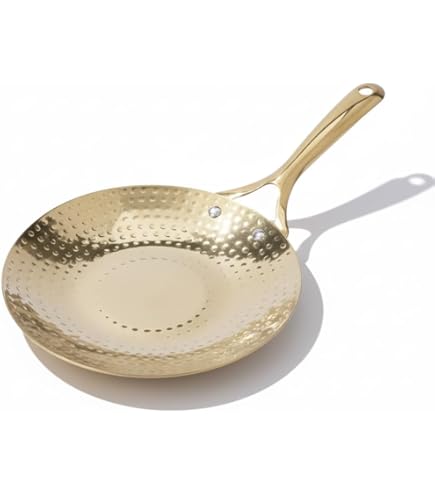P-TAL 11.5" Brass Dosa Tawa With Insulated Handles - Ayurvedic Tin Coated Nonstick Griddle