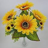 SM SunniMix 美しい　人工観葉植物　造花　ホーム　オフィス　装飾　全4タイプ　ブーケ　花束 - 黄色いひまわり