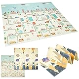 200x180cmx極厚1.3cm赤ちゃんプレイマット、折り畳み式赤ちゃんプレイマット、リバーシブル赤ちゃんと幼児防水泡プレイマット、特大滑り止め赤ちゃんプレイマット