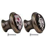 monkeyjack 2pcsスカルパターンヴィンテージメタルドアノブキャビネット引き出しビンドレッサー食器棚プルハンドルノブ家具ハードウェア# 3