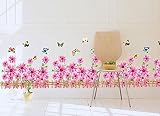 Fange DIY Removable Pink Gerbera Daisy Flowers / Sunflowers with Butterflies Over Fences Art Mural V