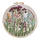 Caluself 刺繍キット 初心者用,刺繍スターターキット 花柄 フラワー クロスステッチ キット 手芸愛好家向け DIY キット(4)