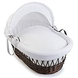 Izziwotnot Waffle Wicker Moses Basket (Classic White, Dark) by Izziwotnot