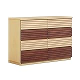 北欧風カフェ 120cm幅4段ローチェスト ナチュラル/ブラウン