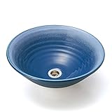 洗面ボール 手洗い鉢 磁器 沙羅 瑠璃白吹き Lサイズ 直径380ミリ