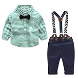 Tovadoo 子供服 ベビー服 男の子 トップス+サロペット セットアップ 長袖 秋冬 多色 チェック柄 星柄 フォーマル ファッション 結婚式 パーティー
