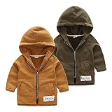 フード付きジャケット ベビー服 コート 子供用 男の子 ファスナー (100CM, B)