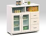 日本製 カントリー風 幅90cm キッチンカウンター キャスター付き 完成品 (ホワイト)