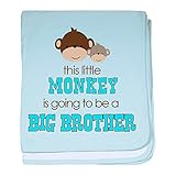 CafePress – Big Brother Monkey Baby Blanket – スーパーソフトベビー毛布、新生児おくるみ 標準 ブルー 581067520-0-98-0