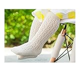 (リトルシング) Little Thing　可愛い　ベビー 女の子 夏用　薄い　ハイソックス　2足セット　通気　子供用　子供肌に優しい　0-3歳　全5色 (S（0-1歳）, ミルクホワイト)