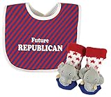 Stephan Baby Stripy Bib and Elephant Rattle Socks Gift Set, Future Republican by Stephan Baby
