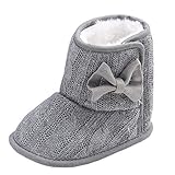 Annnowl Baby Snow Boots Knitted Crib Shoes with Bow 0-18 Months (6-12 Months, Grey) by Annnowl