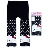2017年 秋冬 HELLO KITTY ハローキティ 綿混ニット 顔柄 10分丈レギンス ブラック◇90-95cm