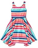 Gymboree Big Girls' Short Sleeve Stripe Print Dress Multi 6 [並行輸入品]