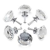 YDO 40mm Diamond Shape Crystal Glass Knob, 6 Pieces, Clear [並行輸入品]