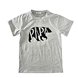 Liebeye シャツ　親子　お揃い　子供　ロンパース　父　母　幼児　赤ちゃん　半袖　シンプル　丸首　動物　クマ　ベア　上着　グレー Dad A XL