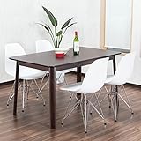 【イームズダイニング5点セット 体に馴染むイームズチェア(スチール DSR) 4人用】 お洒落なデザイナーズ食卓セット(チャールズ・レイ・イームズ) 落ち着いたテーブル130×80cm (ホワイト色)