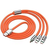 充電ケーブル 3in1 USB ケーブル 1.2m 急速充電 充電コード Type-C ケーブル Micro USBケーブル 3台同時充電 3 in 1 iPhone Android タイプC ケーブル 各種対応 （オレンジ）