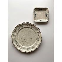 Amazon | コウホ窯 市野吉記 7寸 輪花皿 角小皿 2枚セット | ノー  