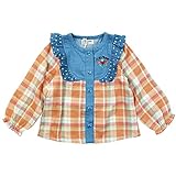 《春秋対応》 CHILD CHAMP(チャイルド チャンプ) 接結先染め格子イチゴ刺繍チェックシャツ 95cm/BL NO.C-86181201