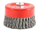 Forney 72756 Wire Cup Brush, Knotted with 5/8-Inch-11 Threaded Arbor, 6-Inch-by-.020-Inch [並行輸入品]