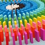 COFFLED?New 120pcs Wooden Dominos Rally Building Kits Kids Game Play Racing Educational Toys for Chi