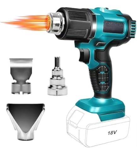 Battery Hot Air Gun Compatible With Bosch B 18V Battery, Max 430 °C Wireless Heat Gun With 4 Nozzles For Stripping Paint, Bending Tubes, DIY (No Battery