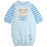 ベビー ツーウェイオール 前開き カバーオール ロンパース あったか 新生児 秋冬 クマ-サックス 50-70cm