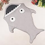 【YW】スリーピングバッグ ベビー サメの寝袋 子供用　シュラフ　ベビー　おくるみ　サメの形　寝袋　ブランケット　暖かい　春 夏 秋 冬　赤ちゃん対応　柔らかい肌触り (グレー)
