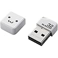 エレコム USBメモリ 32GB USB2.0 小型 ストラップホール キャップ付き ホワイト MF-SU2B32GWHF
