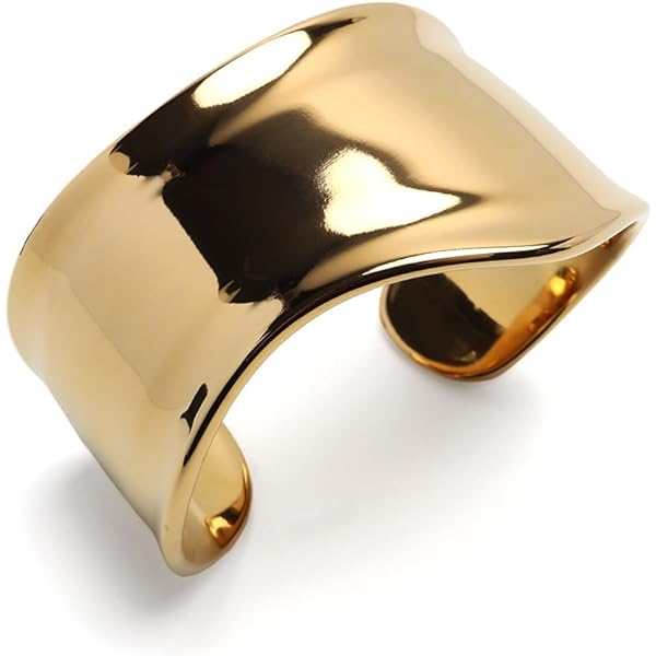 Amazon | [silver KYASYA]ボーンカフバングル ゴールド 18KGP 太め