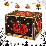Keloglu ハロウィン収納ボックス ハロウィンボックスデコレーション | ハロウィン不気味なホラー木製ハロウィーン トリック オア トリ