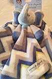 Blankets & Beyond Elephant Security Blanket with Blue, Grey & Yellow Chevron Stripes by Blankets and