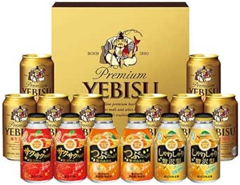 Amazon Co Jp サッポロビール プレミアム エビス ジュース ファミリーセット 15本 包装熨斗付 ギフトセット Yfm3d 食品 飲料 お酒
