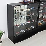 【耐震 鍵付 専用 フィギュア 棚】 大きさが選べるコレクションラック （ ワイド ロータイプ ) (深型（奥行39cm）, ブラック)