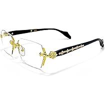 Amazon | [3TRAPX] リムレス メガネ メンズ レディース フレームレス