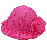 （サクララ）Sakulala ベビー 赤ちゃん 日焼け 日よけ 帽子 キャップ 子ども 子供 日差し UV コットン 綿 通気性 つば 付き 女の子 お出かけ 紫外線 防止　ローズレッド