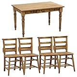 天然パイン材仕上げ ダイニングテーブル 5点セット Almee アルム テーブルとチェア4脚のセット