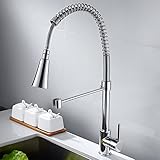 Wrightjp キッチン水栓 混合水栓 360度回転 伸縮 シングルレバー ミキサータップ クラシック 洗面台 蛇口 水道 シンク用 冷温切り替え　取り付けホース付き クロームメッキ