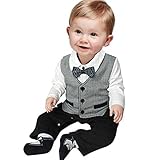 （ワボーズ） Waboatsベビー秋と春のかわいい立体的な紳士2点セットロンパース カバーオール ベビーロンパース ベビーカバーオール A 80