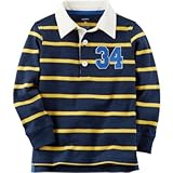 Carter's(カーターズ) ロングスリーブ ラグビー ストライプ ポロ イエロー トップス長袖シャツ 5歳【並行輸入】