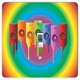 Coloredスピーカーon radial rainbow square – ライト RK-LSPS-869